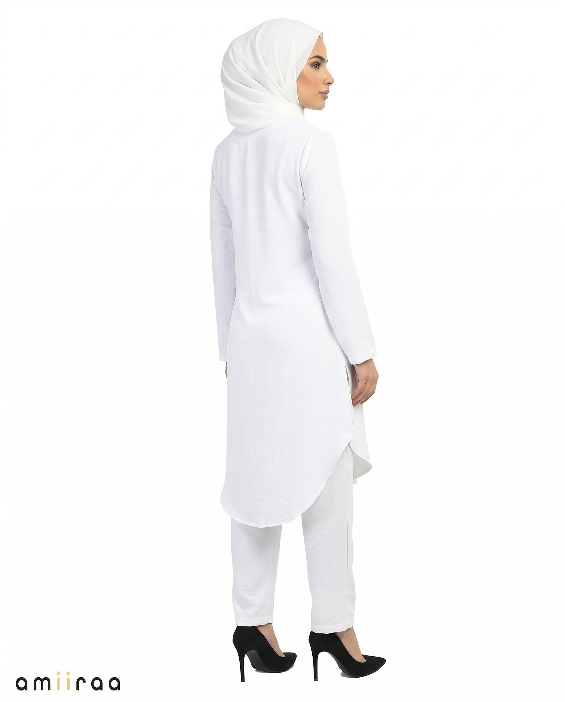Brilliant White Modest Airflow Tunic & Pants 2PC Set