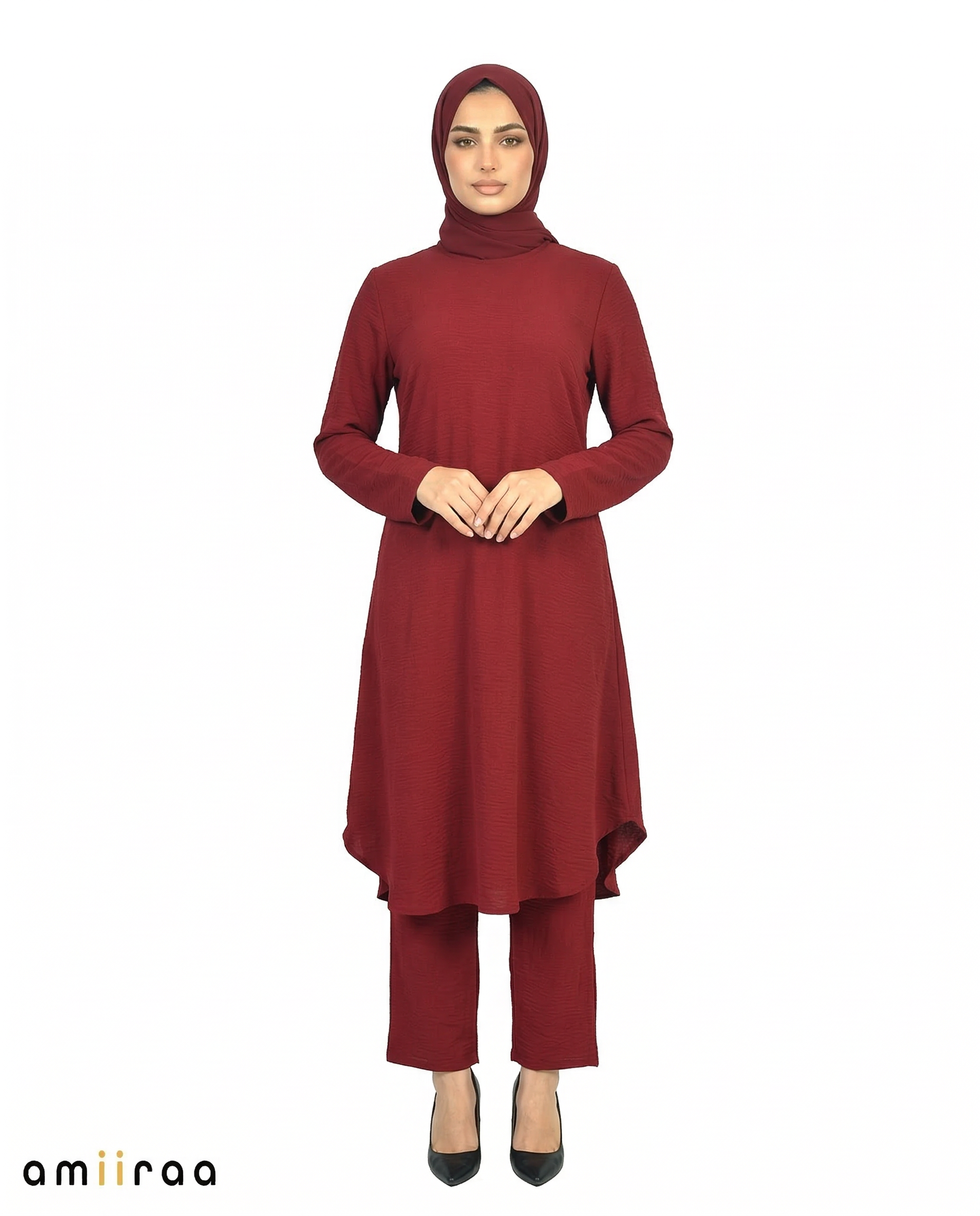 Rumba Red Modest Airflow Tunic & Pants 2PC Set