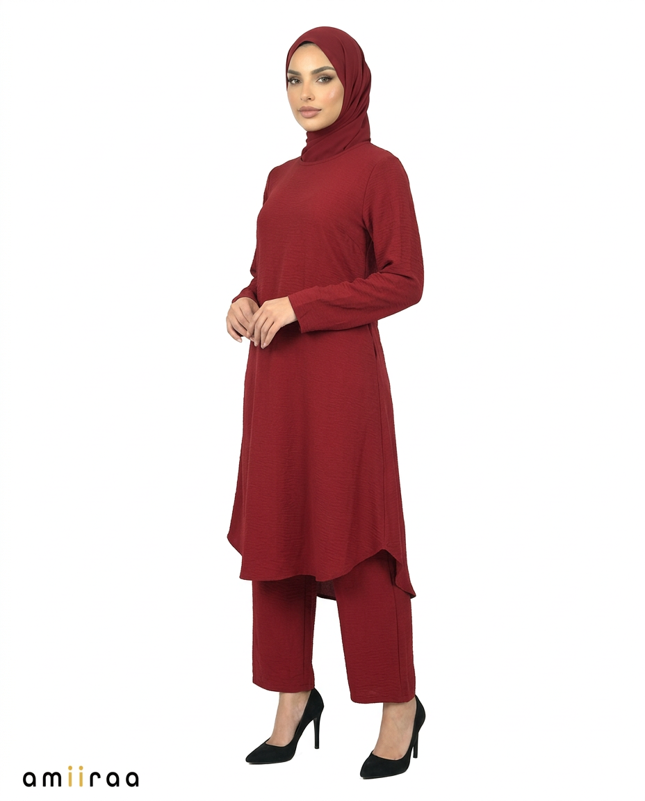 Rumba Red Modest Airflow Tunic & Pants 2PC Set