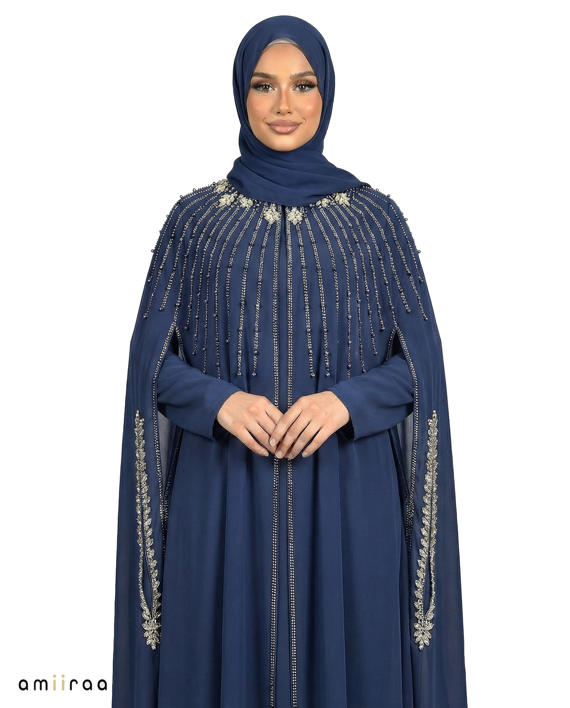 Ocean Cavern Waterfall Beaded Two-Piece Cloak Abaya