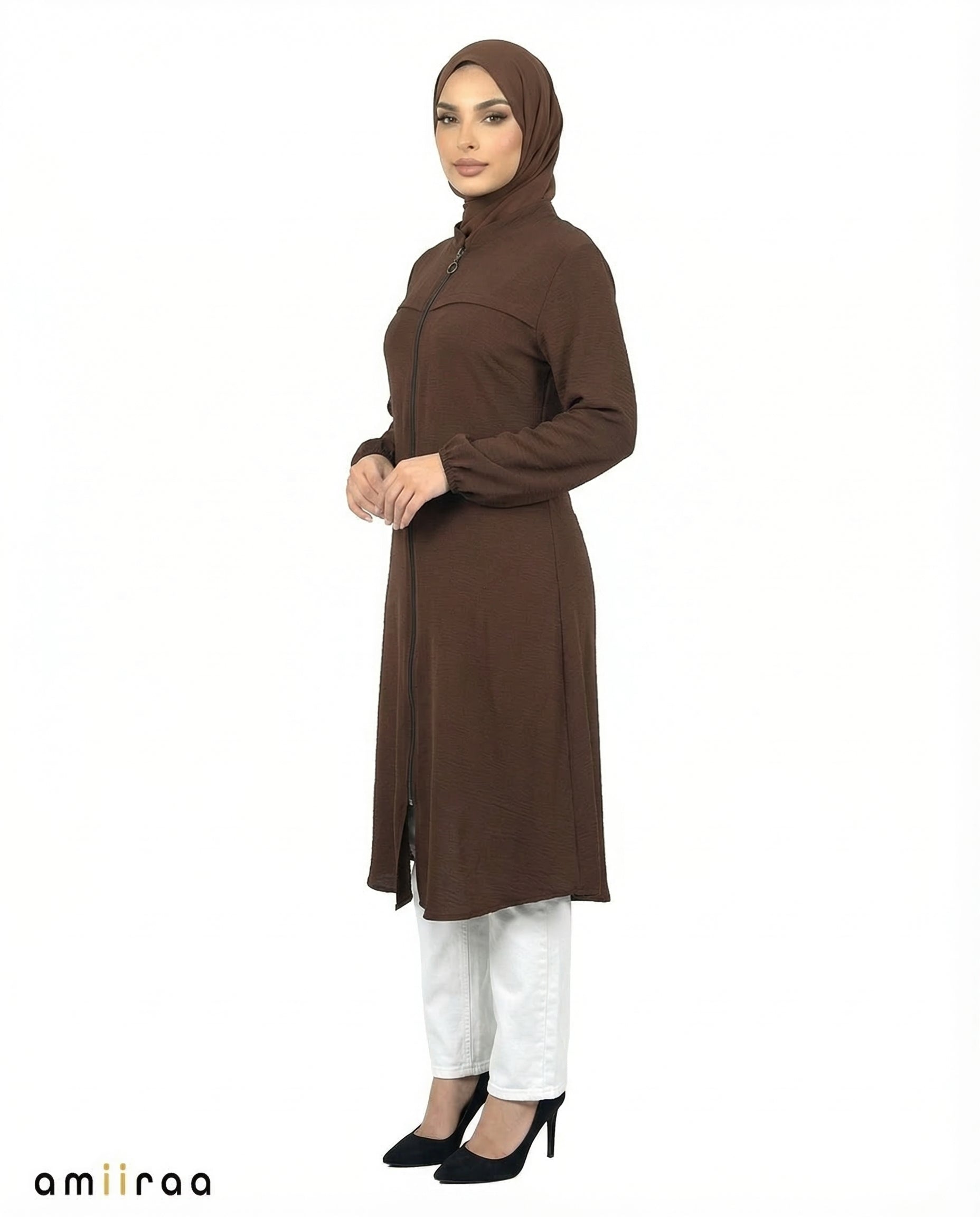 Coffee Bean Ladies Modest Longline Tunic