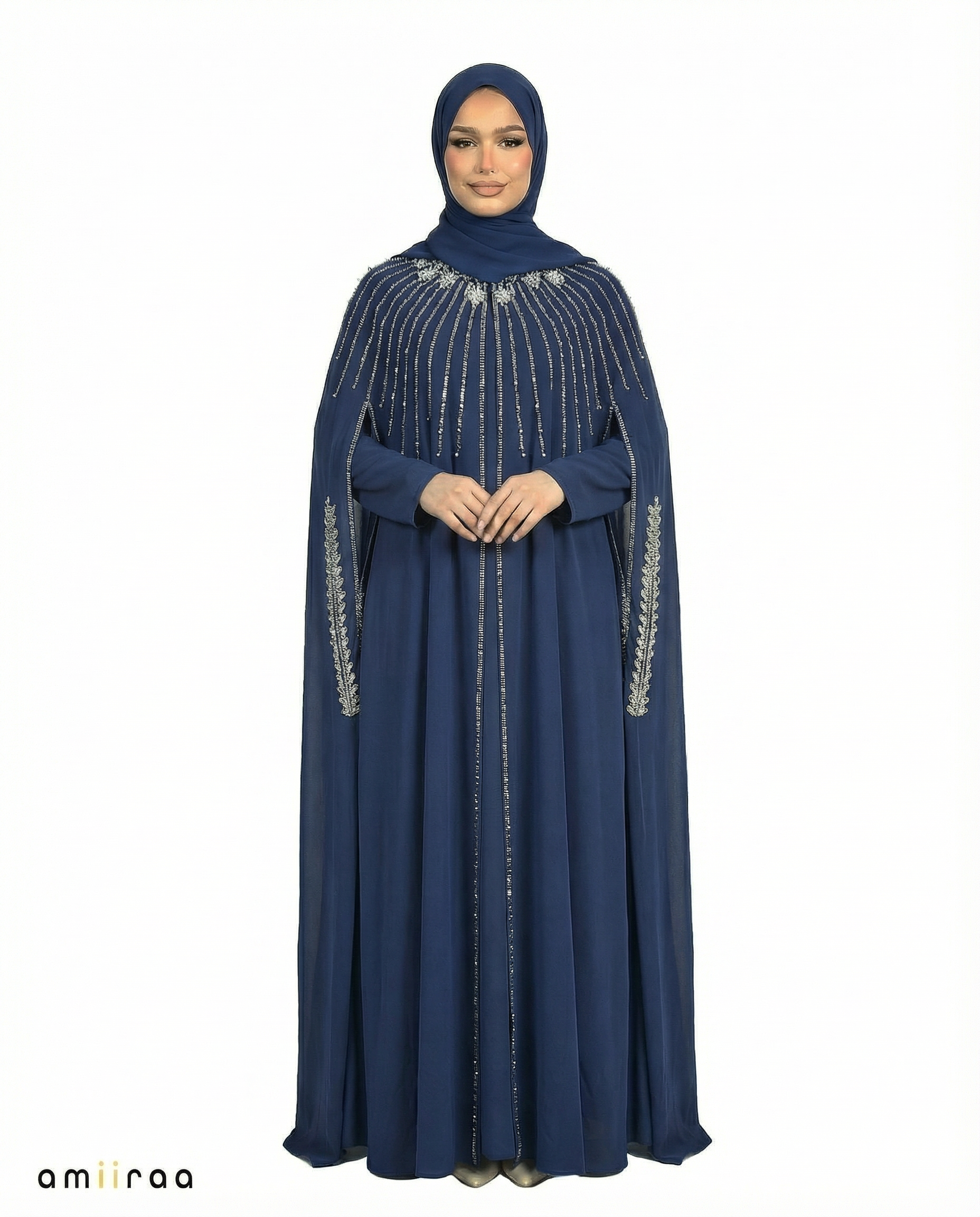 Ocean Cavern Waterfall Beaded Two-Piece Cloak Abaya