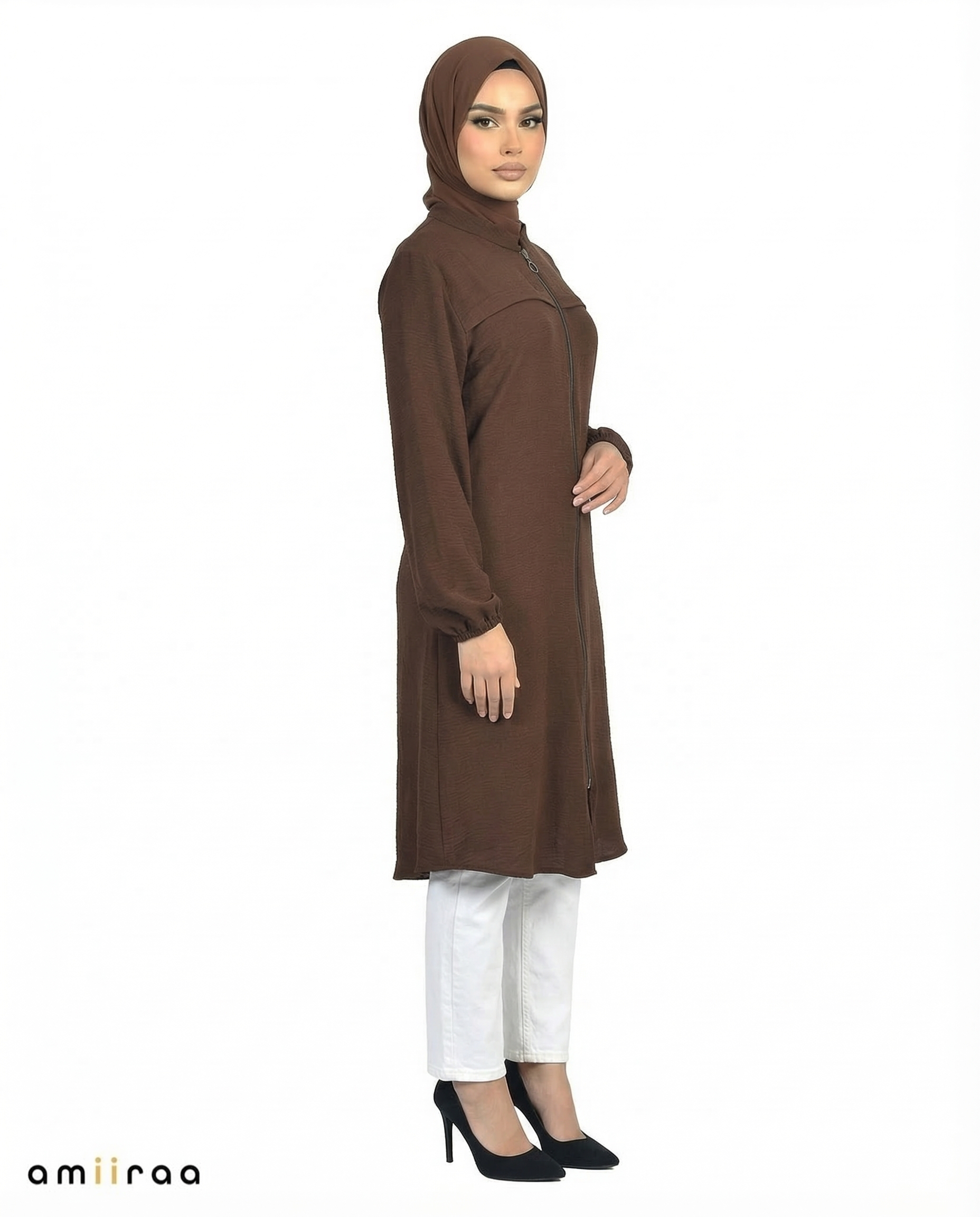 Coffee Bean Ladies Modest Longline Tunic