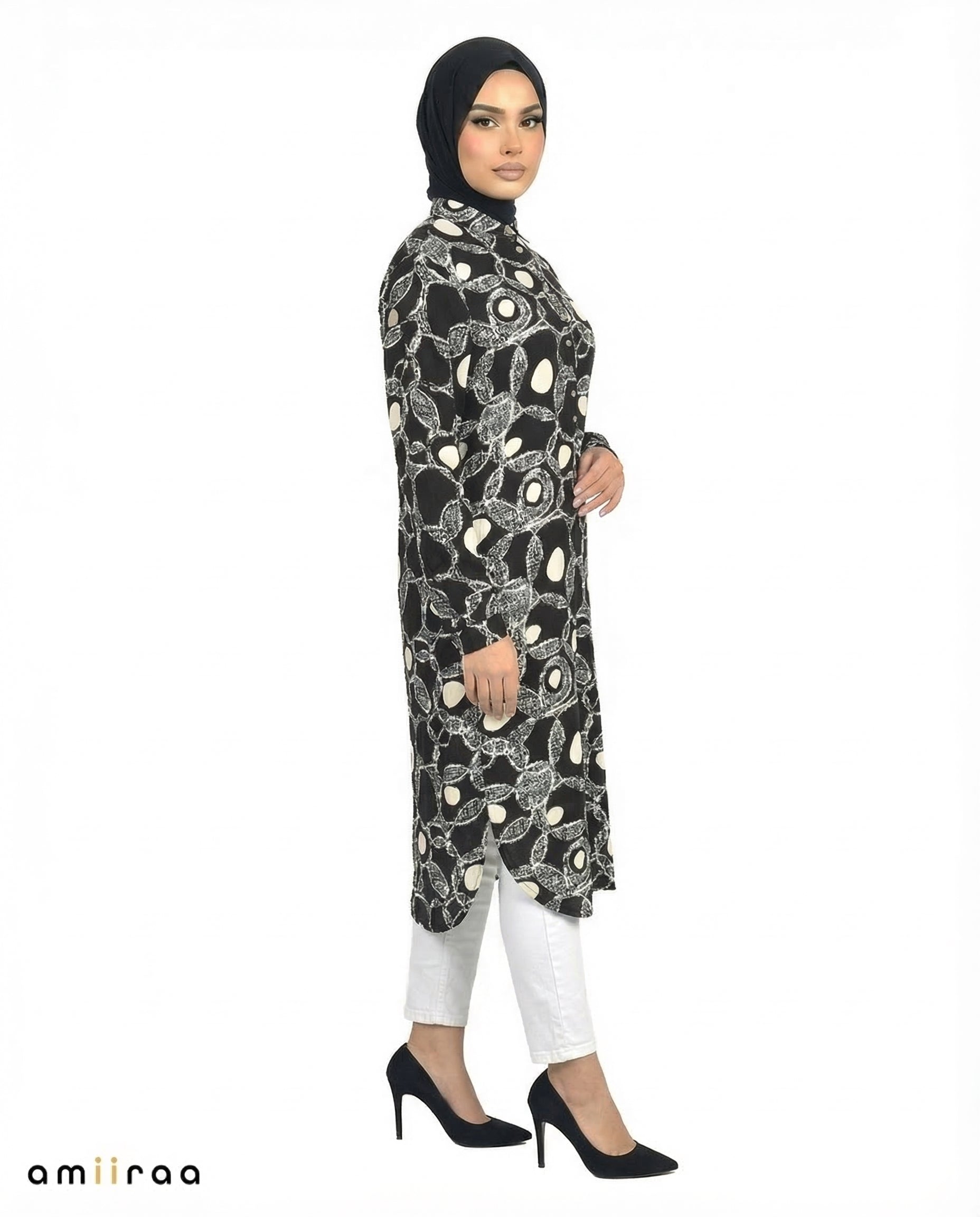 Tap Shoe Link Print Modest Longline Tunic Shirt