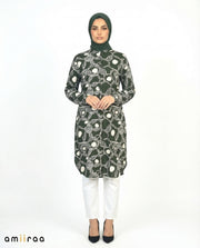 Sycamore Link Print Modest Longline Tunic Shirt