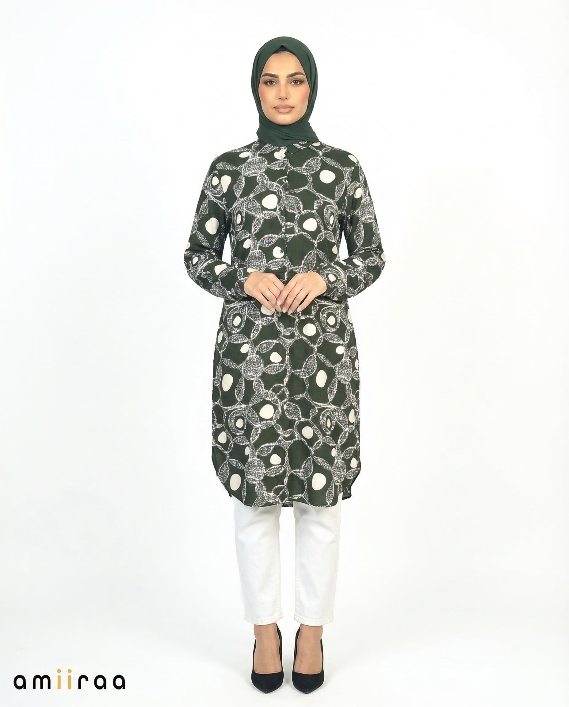 Sycamore Link Print Modest Longline Tunic Shirt