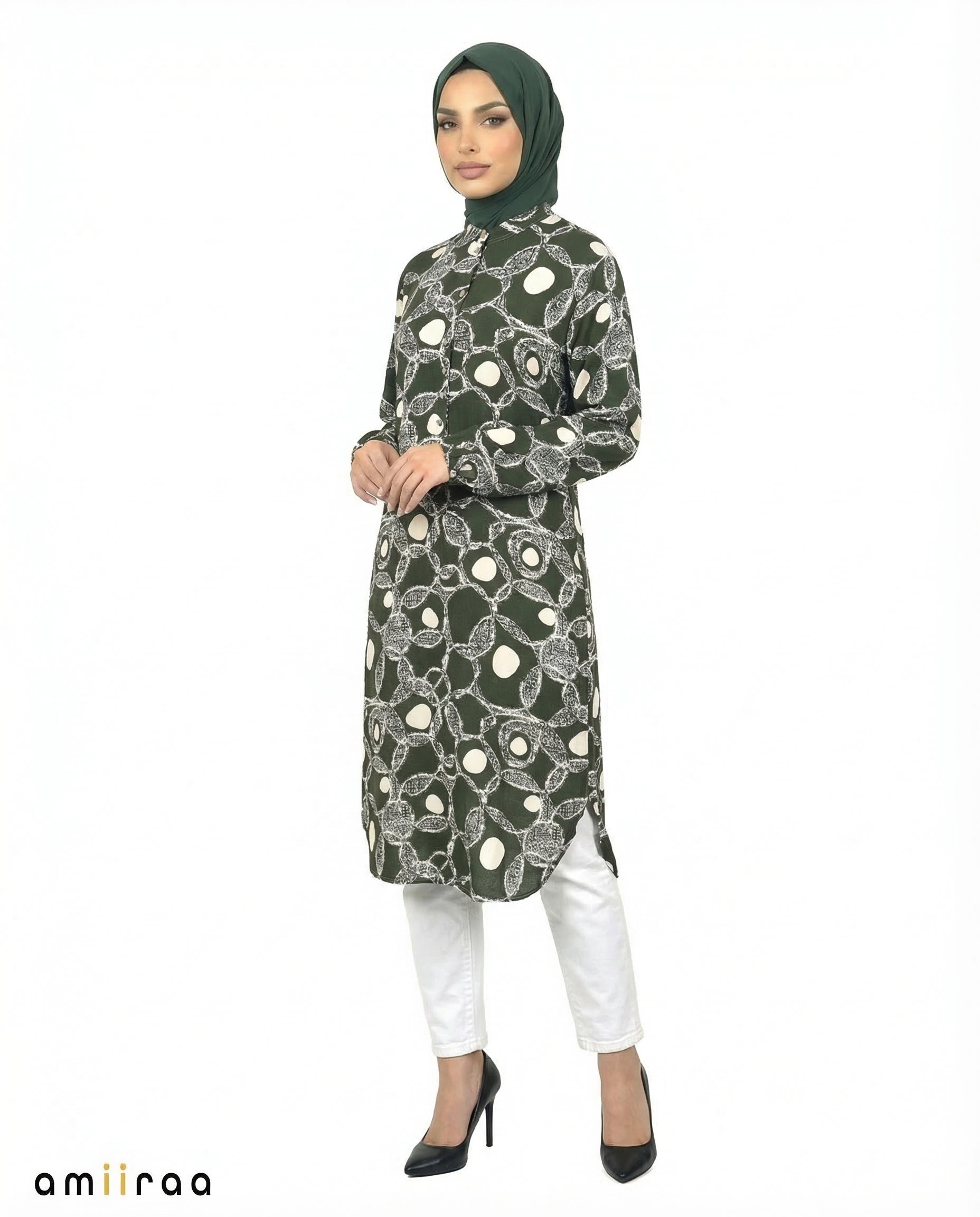 Sycamore Link Print Modest Longline Tunic Shirt