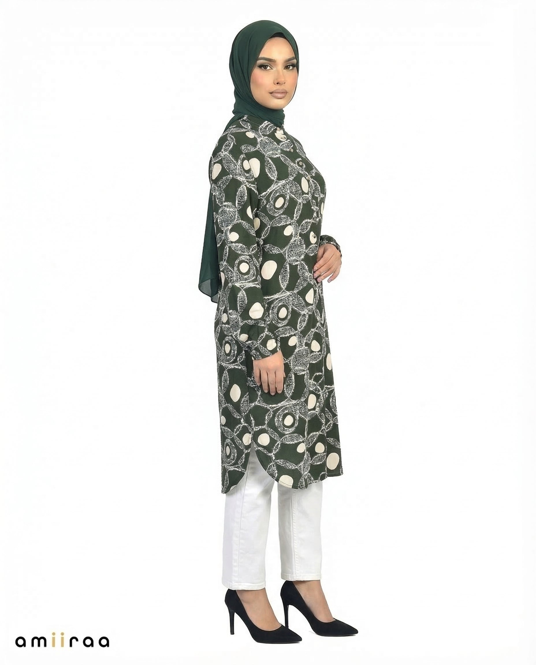 Sycamore Link Print Modest Longline Tunic Shirt