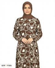 Slate Black Link Print Modest Longline Tunic Shirt
