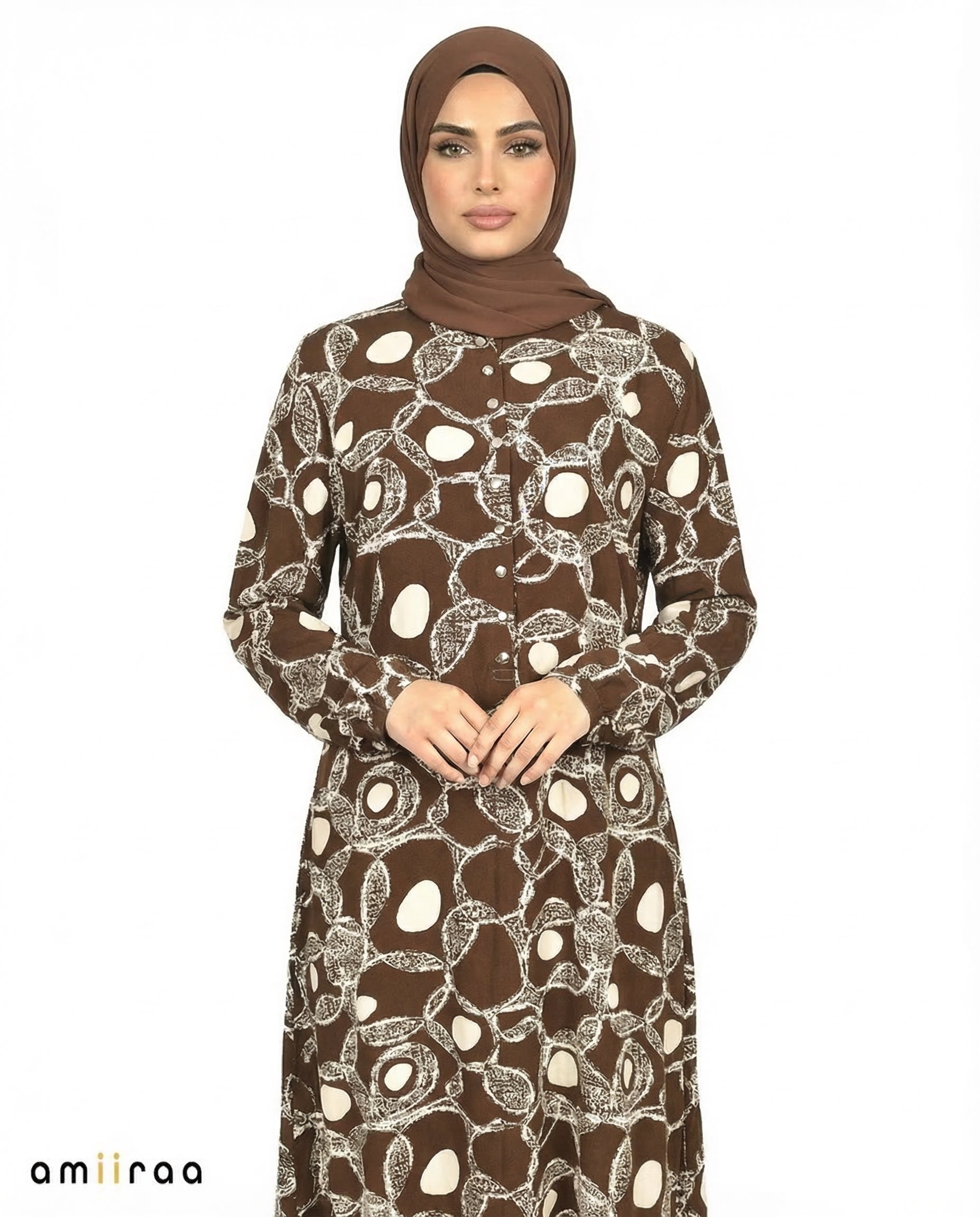 Slate Black Link Print Modest Longline Tunic Shirt