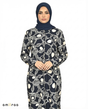 Dark Sapphire Link Print Modest Longline Tunic Shirt