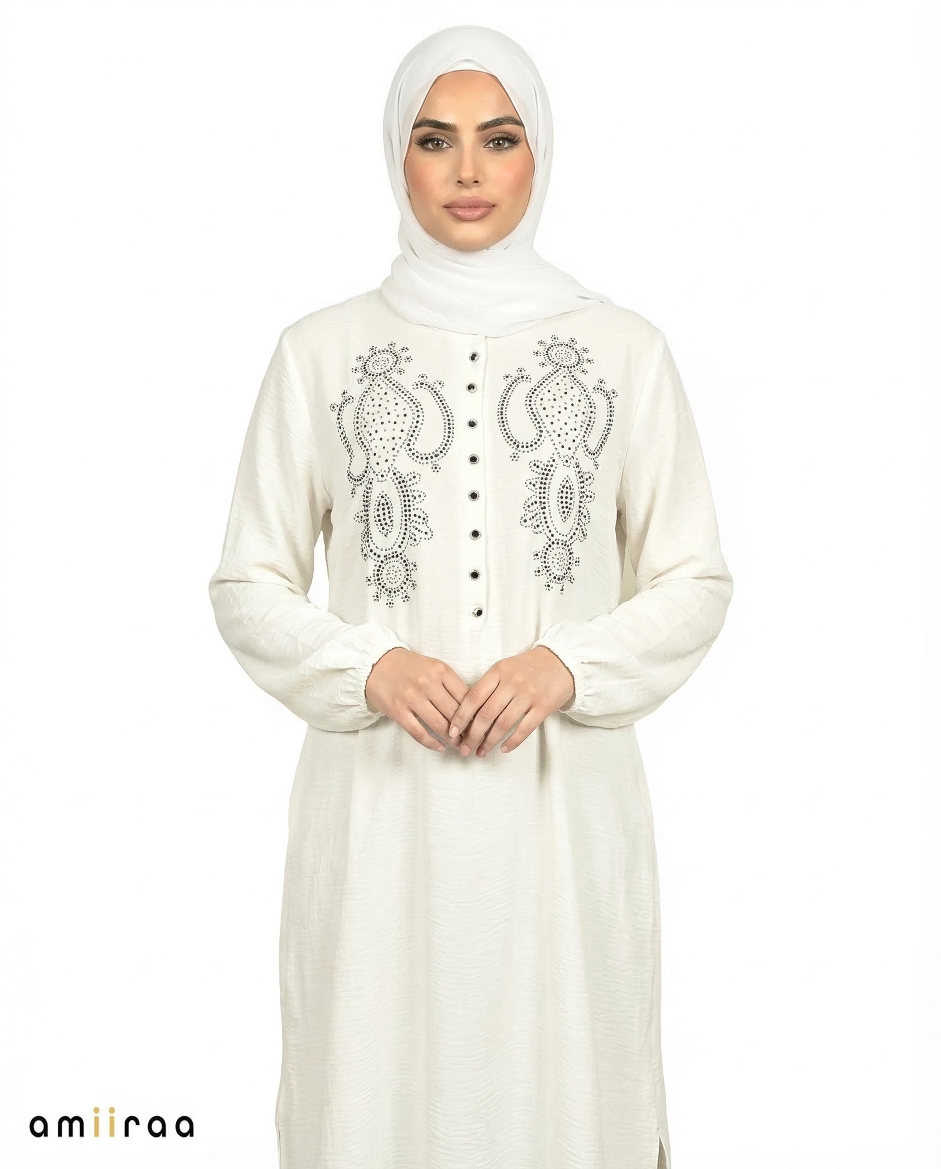 Billowing Sail Beaded Modest Long Sleeve Tunic Shirt