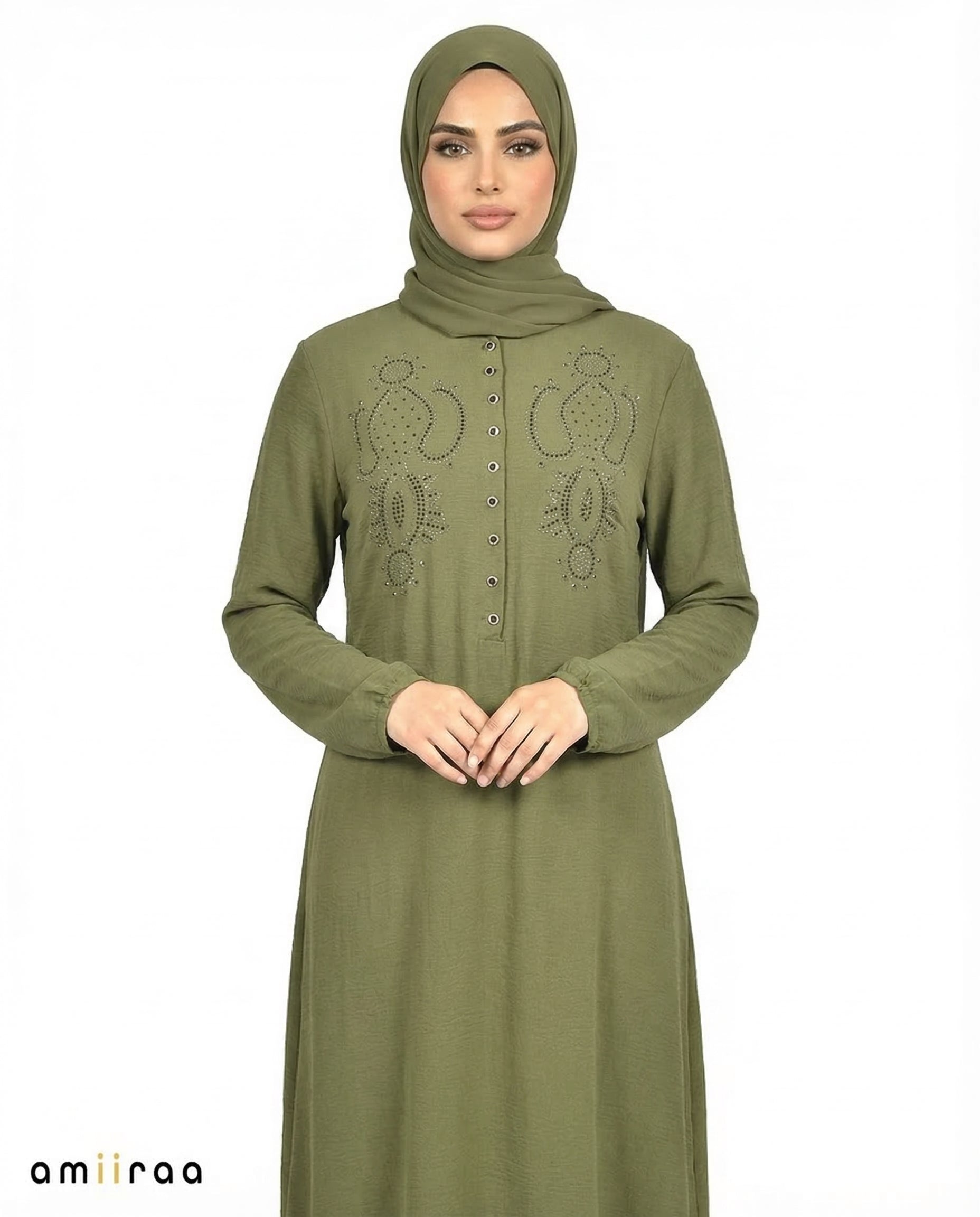 Four Leaf Beaded Modest Long Sleeve Tunic ShirtClover