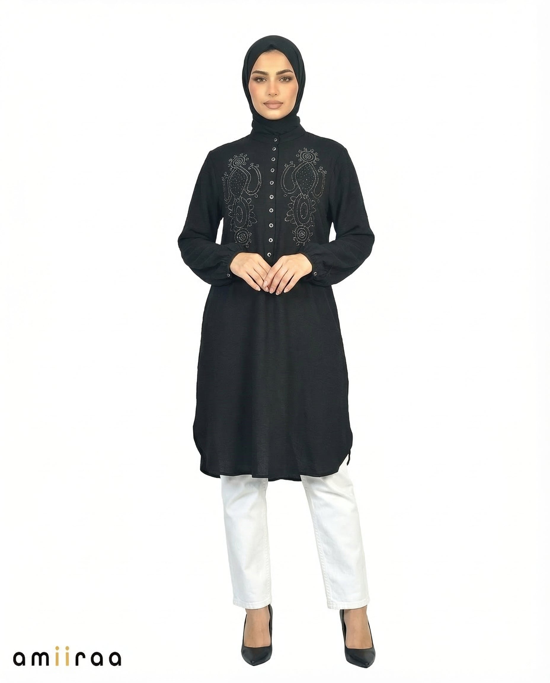 Tap Shoe Beaded Modest Long Sleeve Tunic Shirt