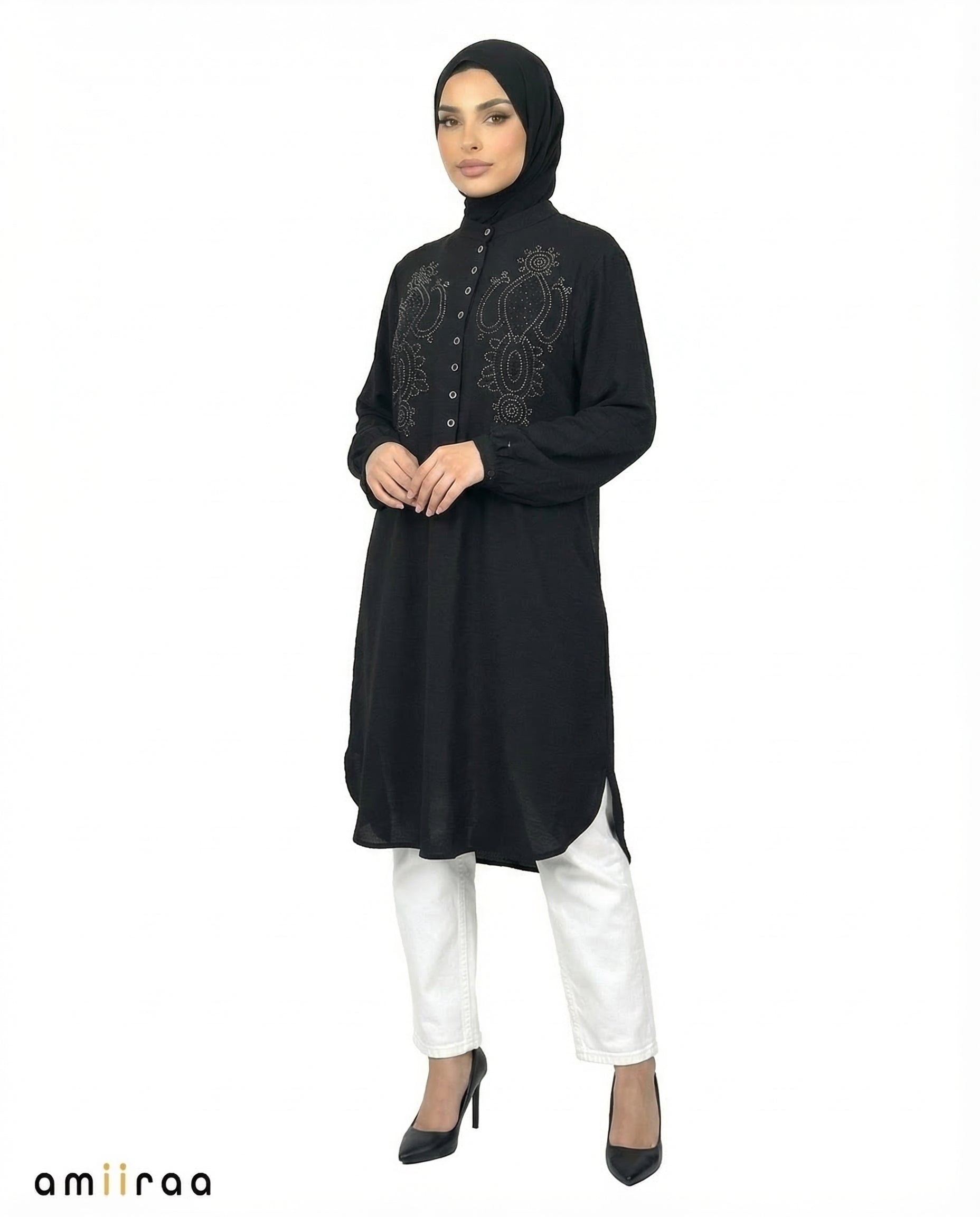 Tap Shoe Beaded Modest Long Sleeve Tunic Shirt