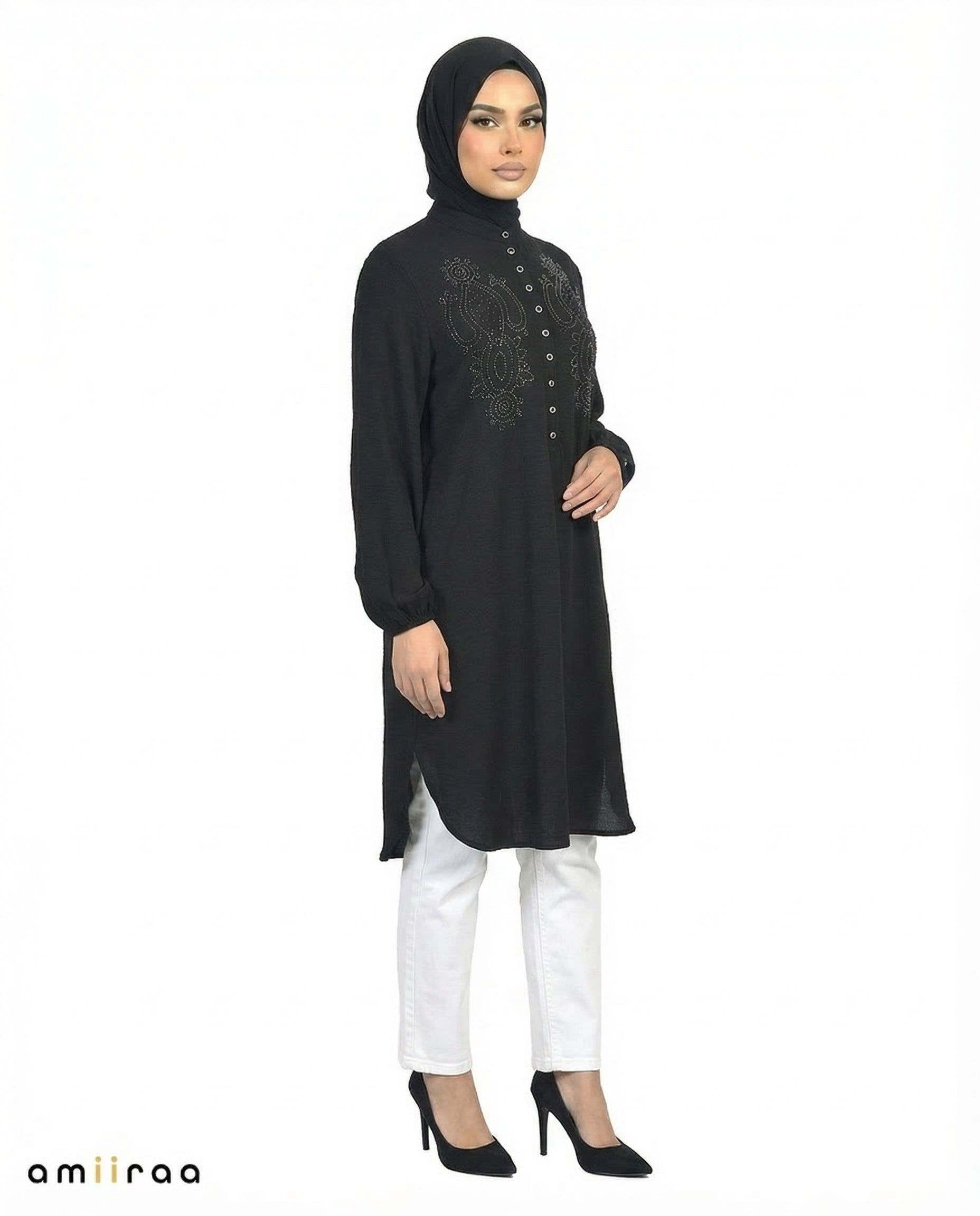Tap Shoe Beaded Modest Long Sleeve Tunic Shirt
