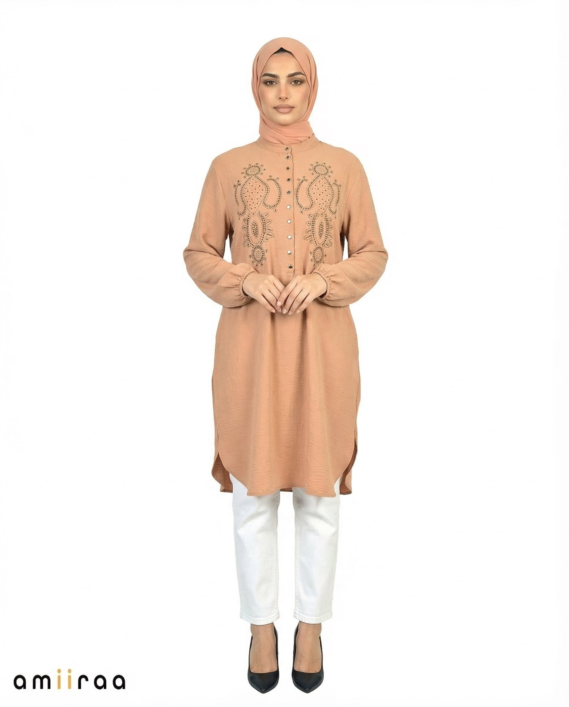 Elmwood Beaded Modest Long Sleeve Tunic Shirt