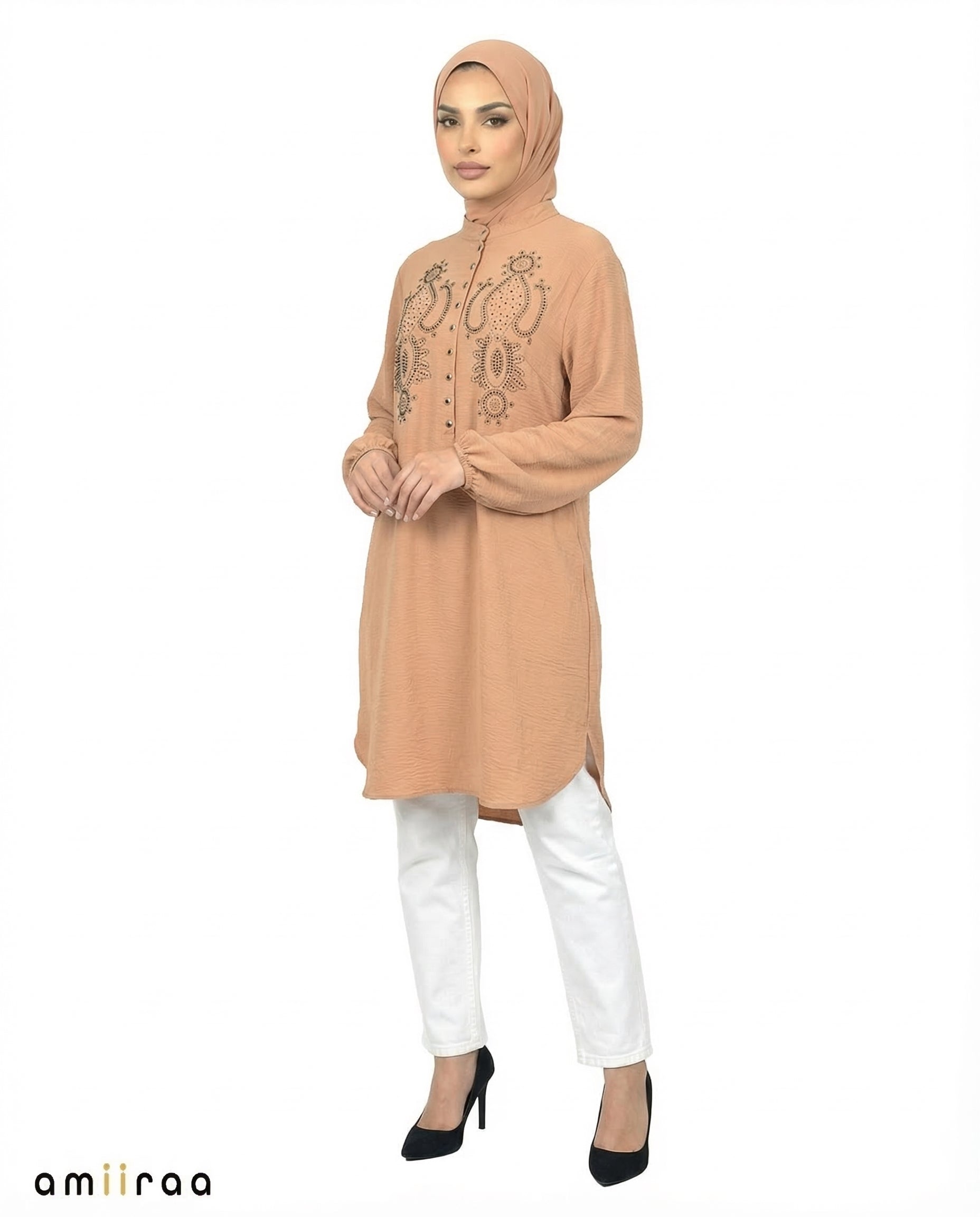 Elmwood Beaded Modest Long Sleeve Tunic Shirt
