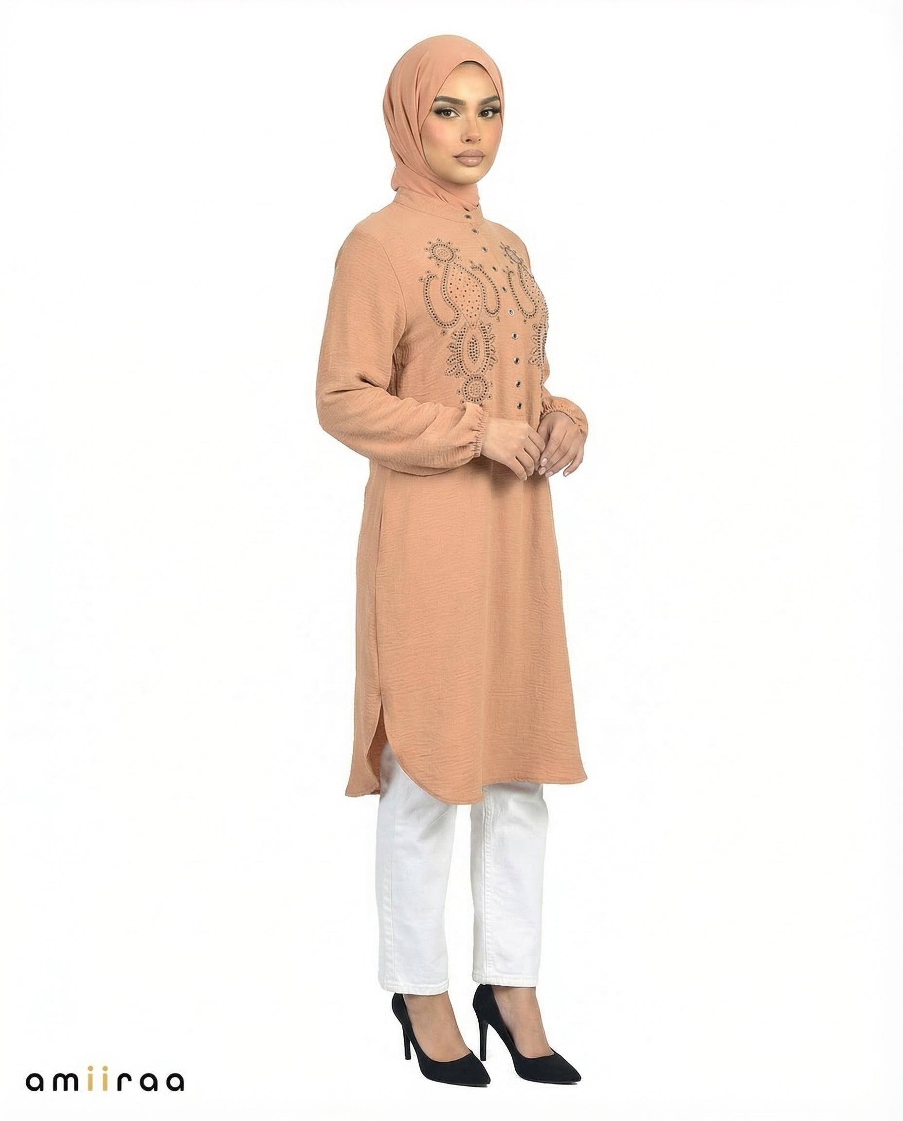 Elmwood Beaded Modest Long Sleeve Tunic Shirt