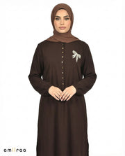 Black Bean Bow Embroided Modest Tunic Shirt