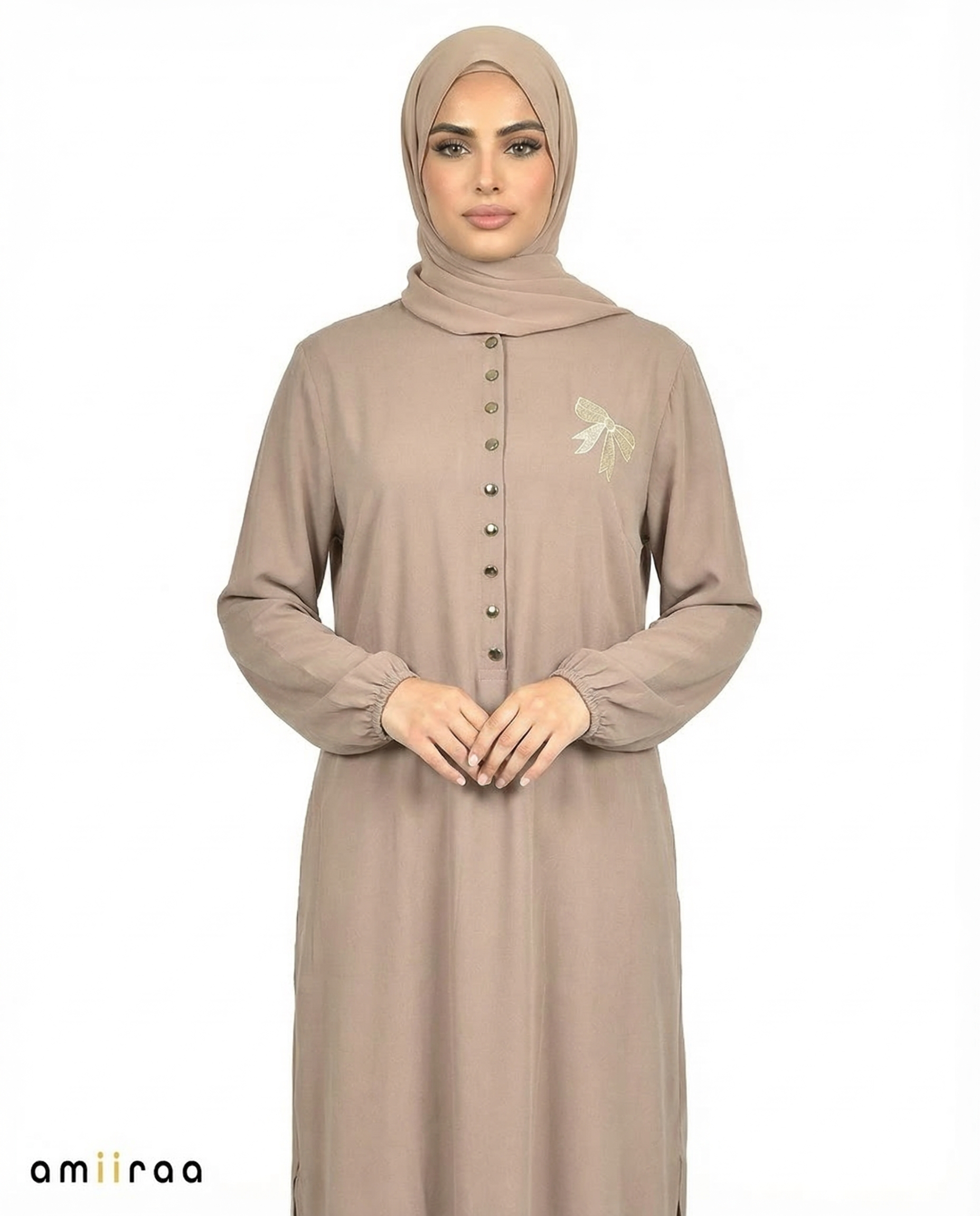 Driftwood Bow Embroided Modest Tunic Shirt