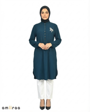 Reflecting Pond Bow Embroided Modest Tunic Shirt