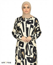 Sky Captain Abstract Print Modest Longline Tunic Shirt