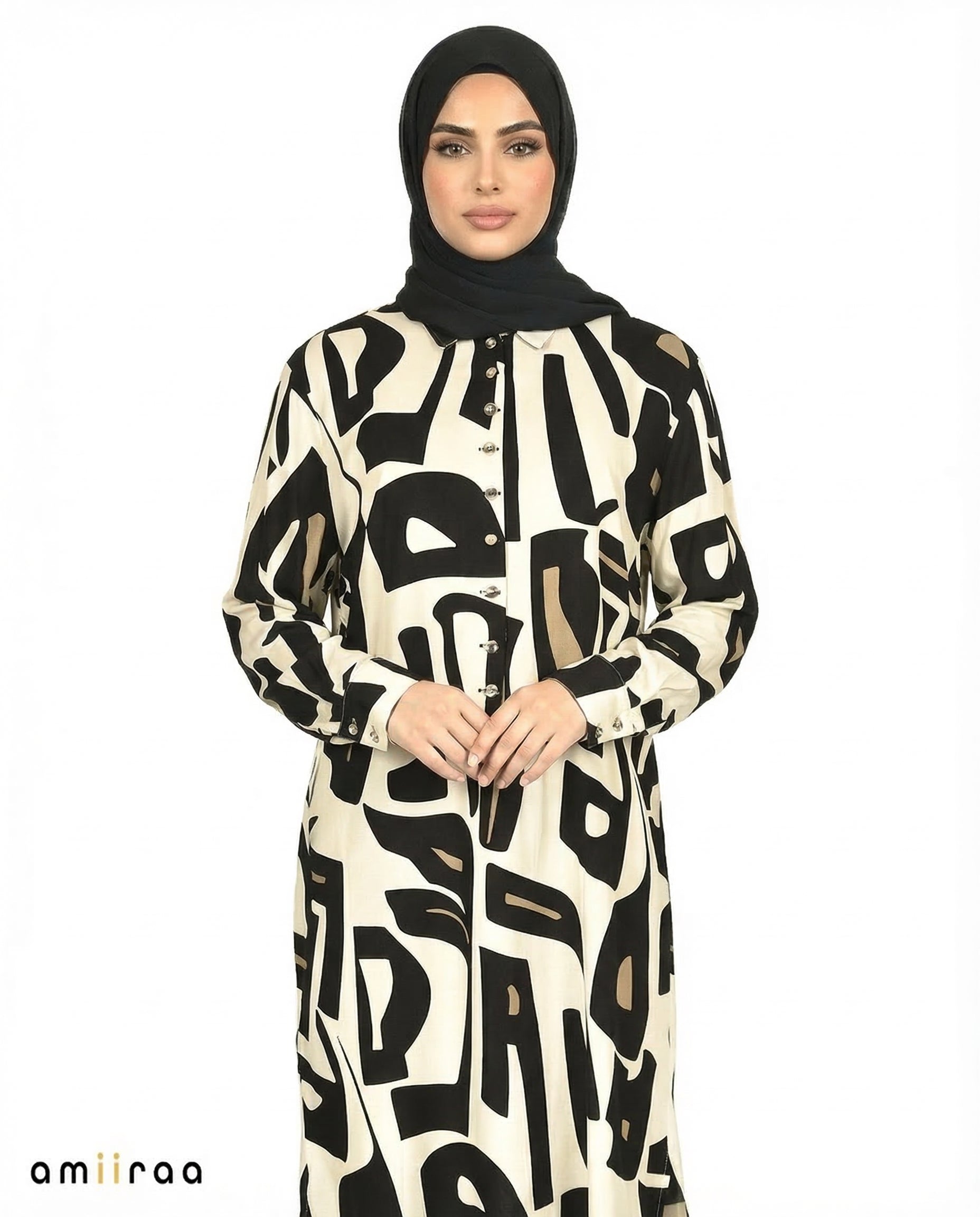 Tap Shoe Abstract Print Modest Longline Tunic Shirt