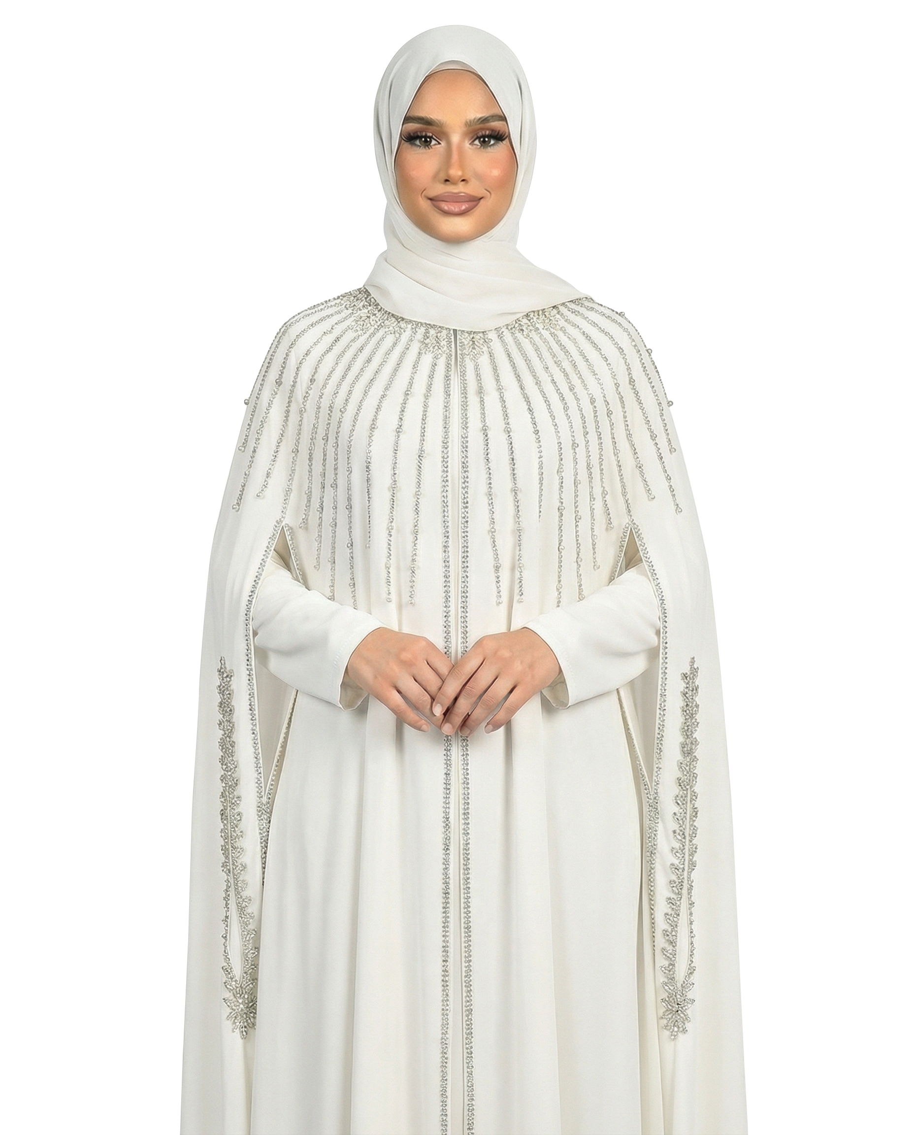 Glacier Waterfall Beaded Two-Piece Cloak Abaya