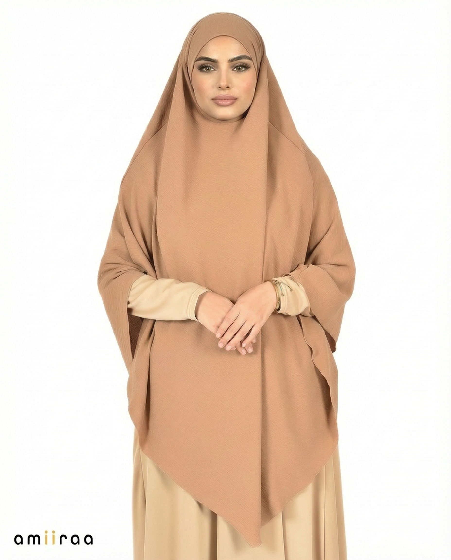 Indian Tan Single Layer Flow Modest Khimar