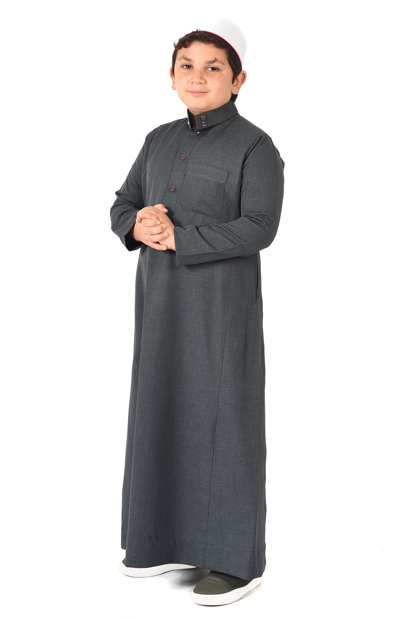 Al-Madini kids winter thobe - Slate