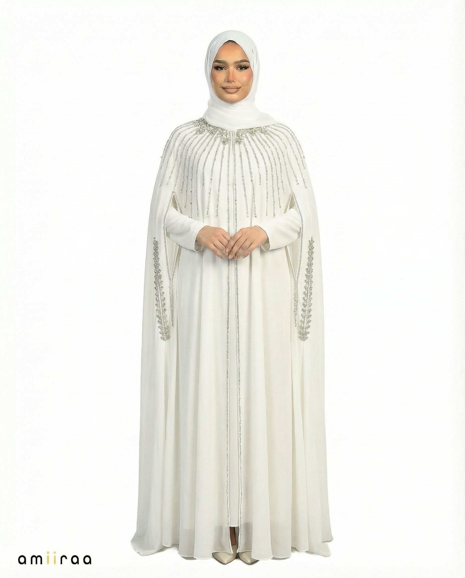 Glacier Waterfall Beaded Two-Piece Cloak Abaya