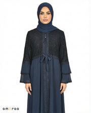 Salute Elegant Embellished Lace Bodice Full Length Abaya