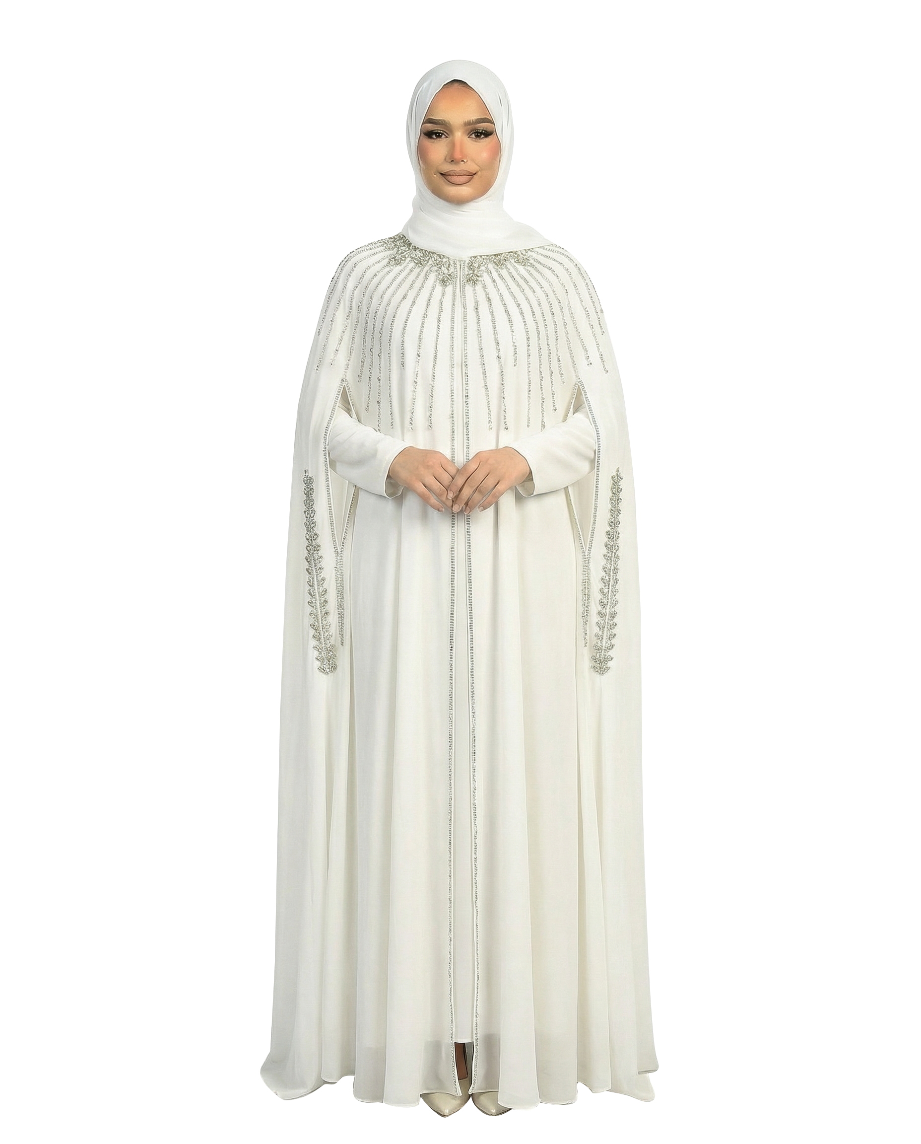 Glacier Waterfall Beaded Two-Piece Cloak Abaya