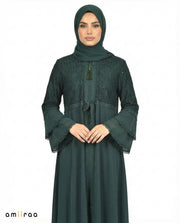 Ponderosa Pine Elegant Embellished Lace Bodice Full Length Abaya