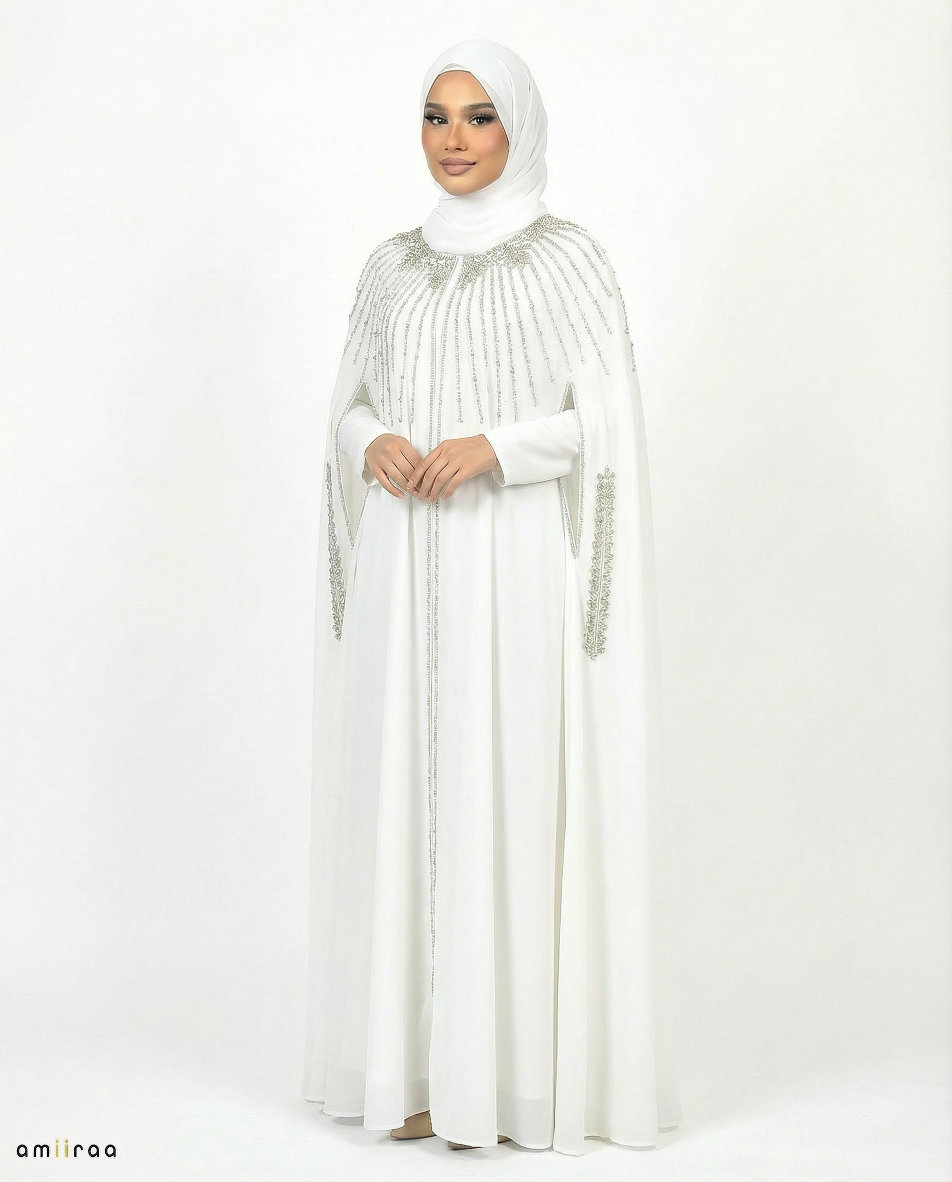 Glacier Waterfall Beaded Two-Piece Cloak Abaya