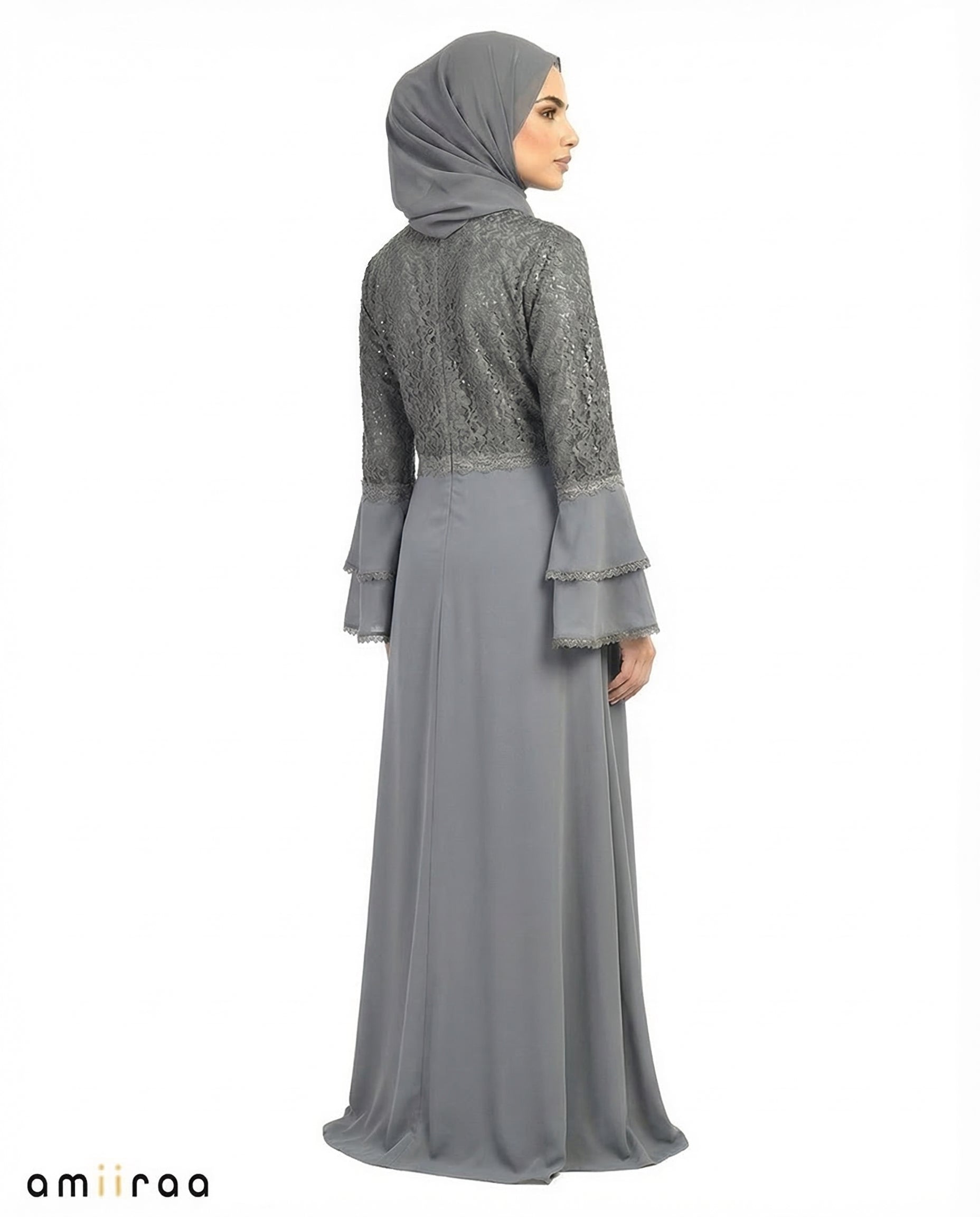 Iron Gate Elegant Embellished Lace Bodice Full Length Abaya