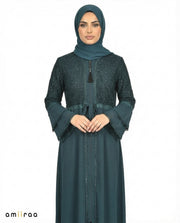 Blueberry Elegant Embellished Lace Bodice Full Length Abaya