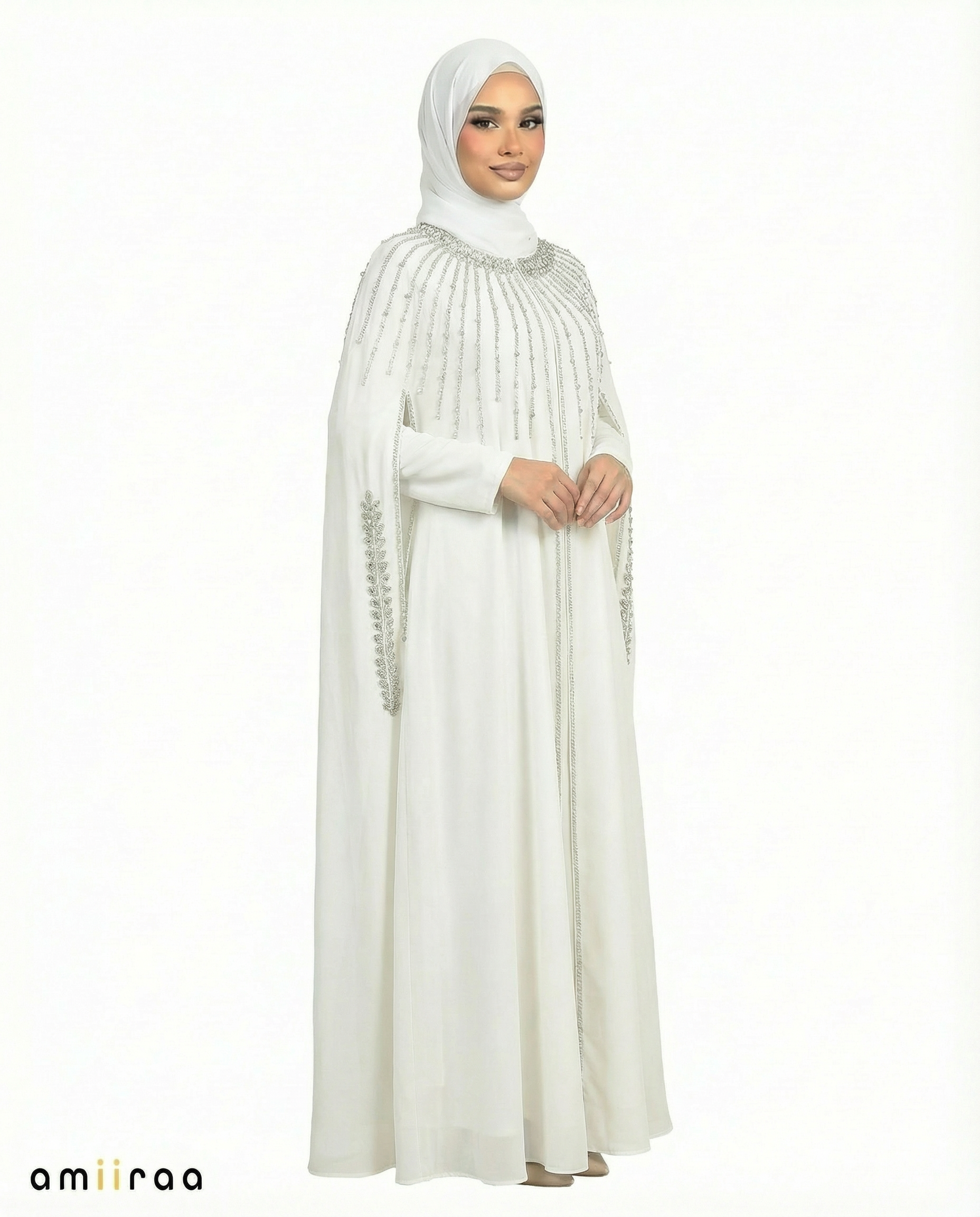Glacier Waterfall Beaded Two-Piece Cloak Abaya