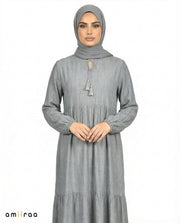 Trade Winds Textured Tiered Modest Maxi Dress with Tassel