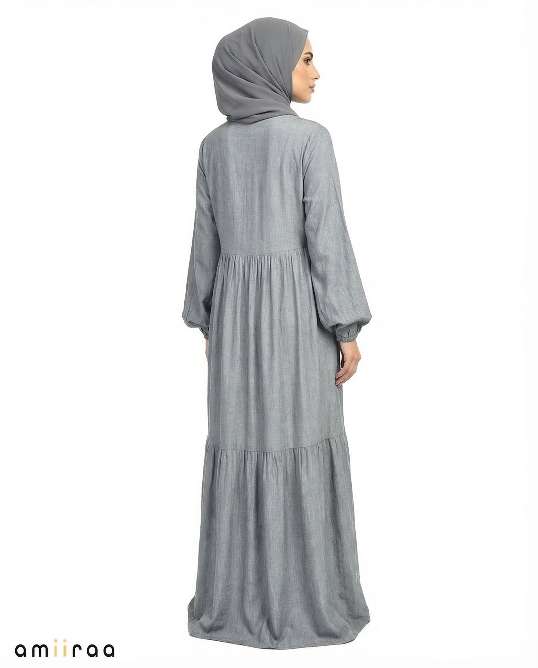 Trade Winds Textured Tiered Modest Maxi Dress with Tassel