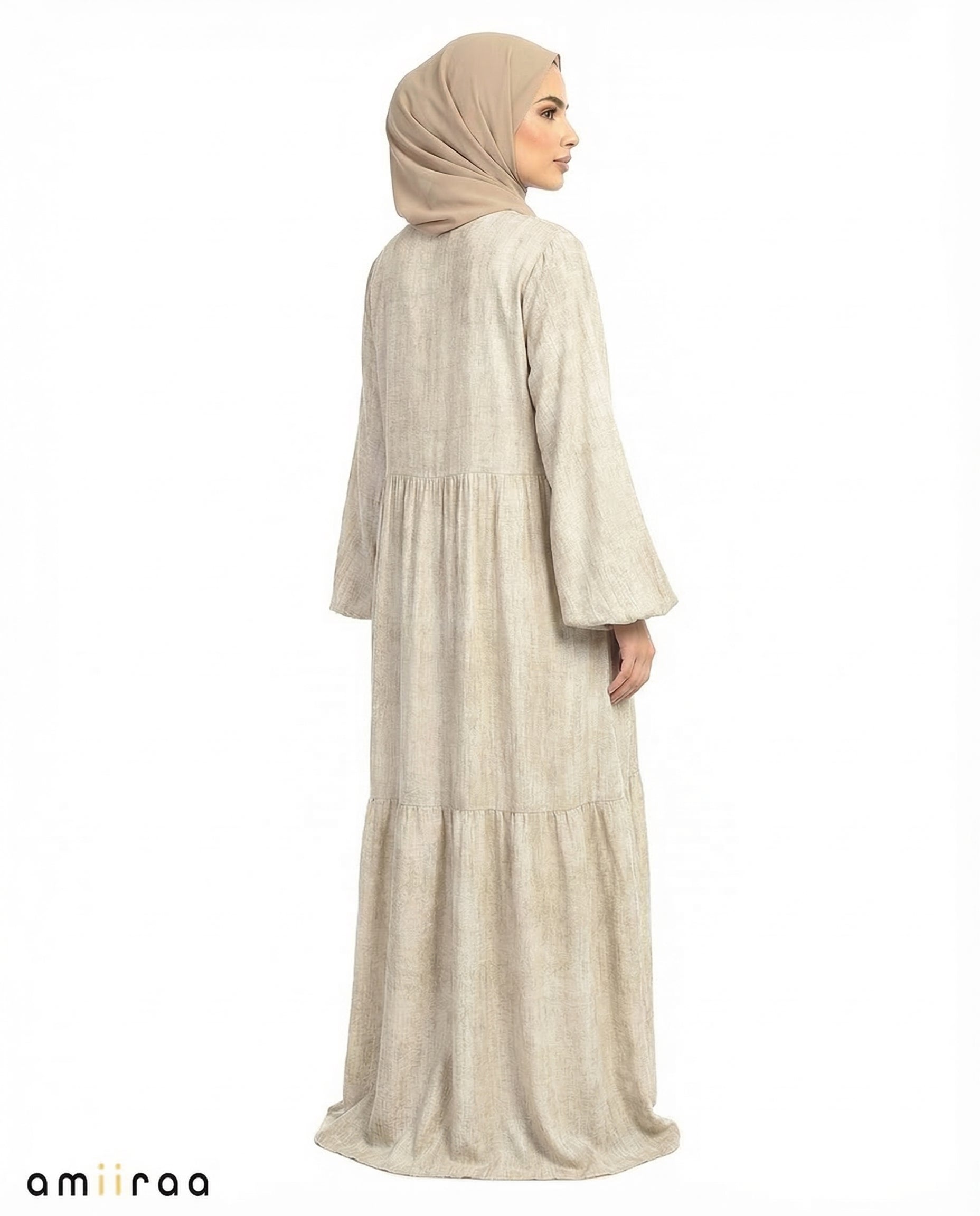 Wind Chime Textured Tiered Modest Maxi Dress with Tassel
