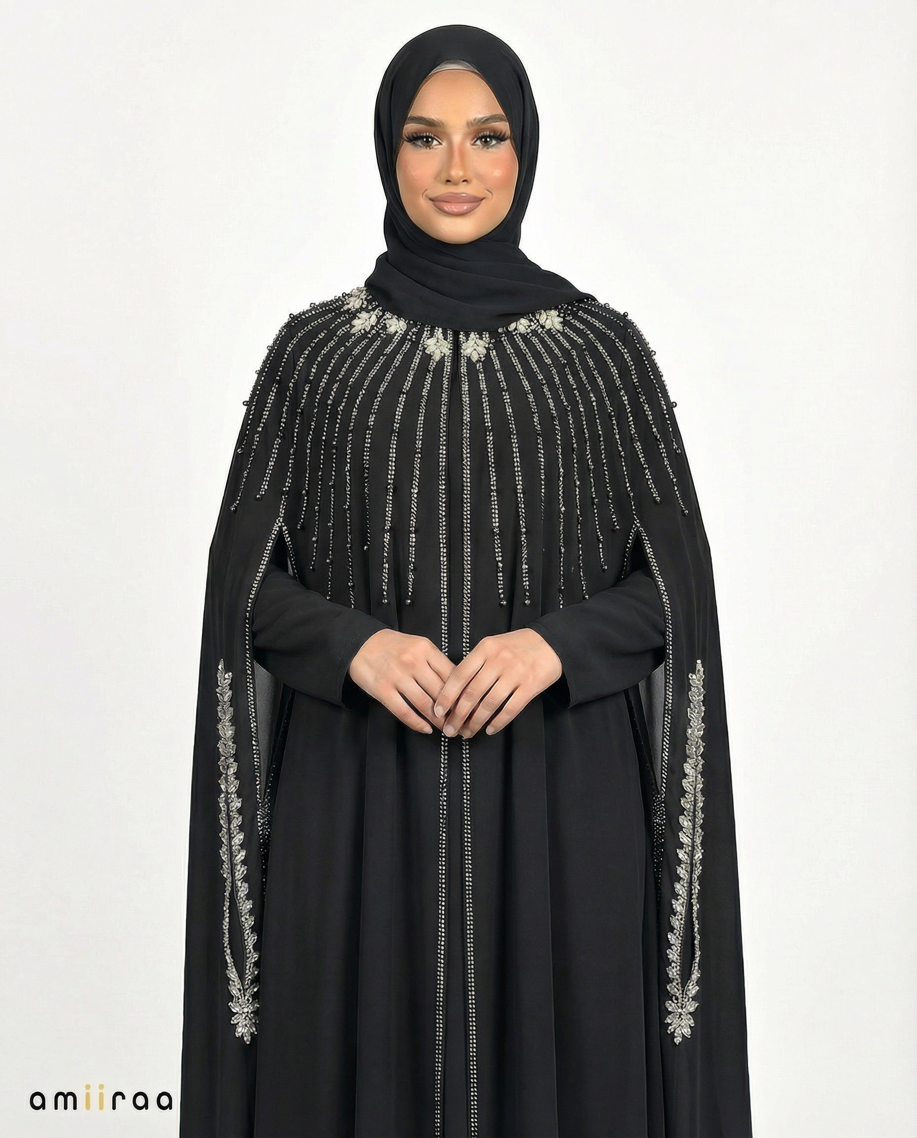 Tap Shoe Waterfall Beaded Two-Piece Cloak Abaya