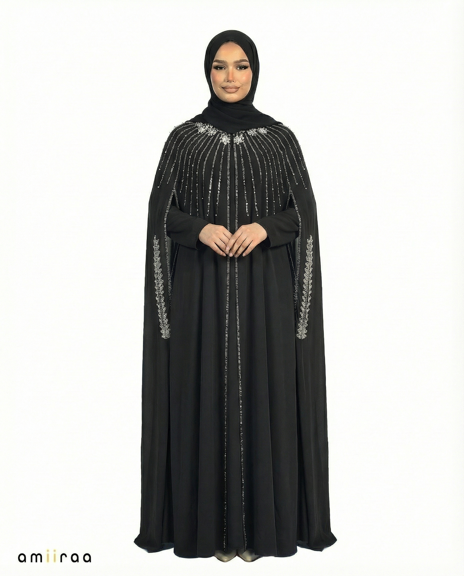 Tap Shoe Waterfall Beaded Two-Piece Cloak Abaya