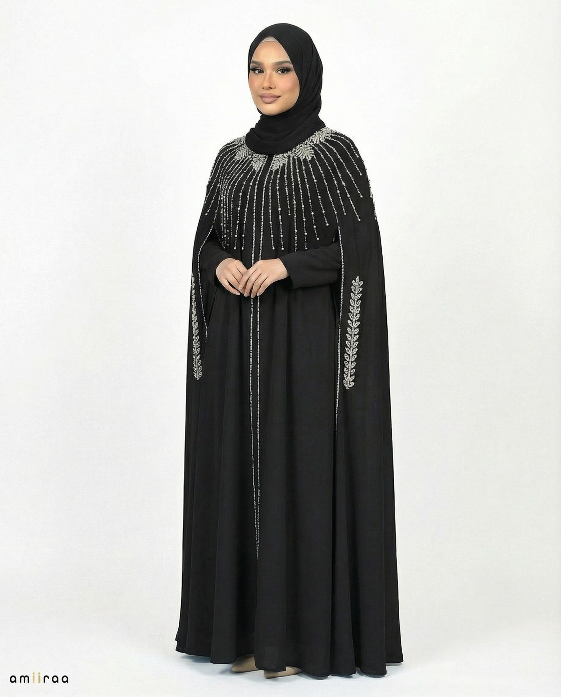 Tap Shoe Waterfall Beaded Two-Piece Cloak Abaya