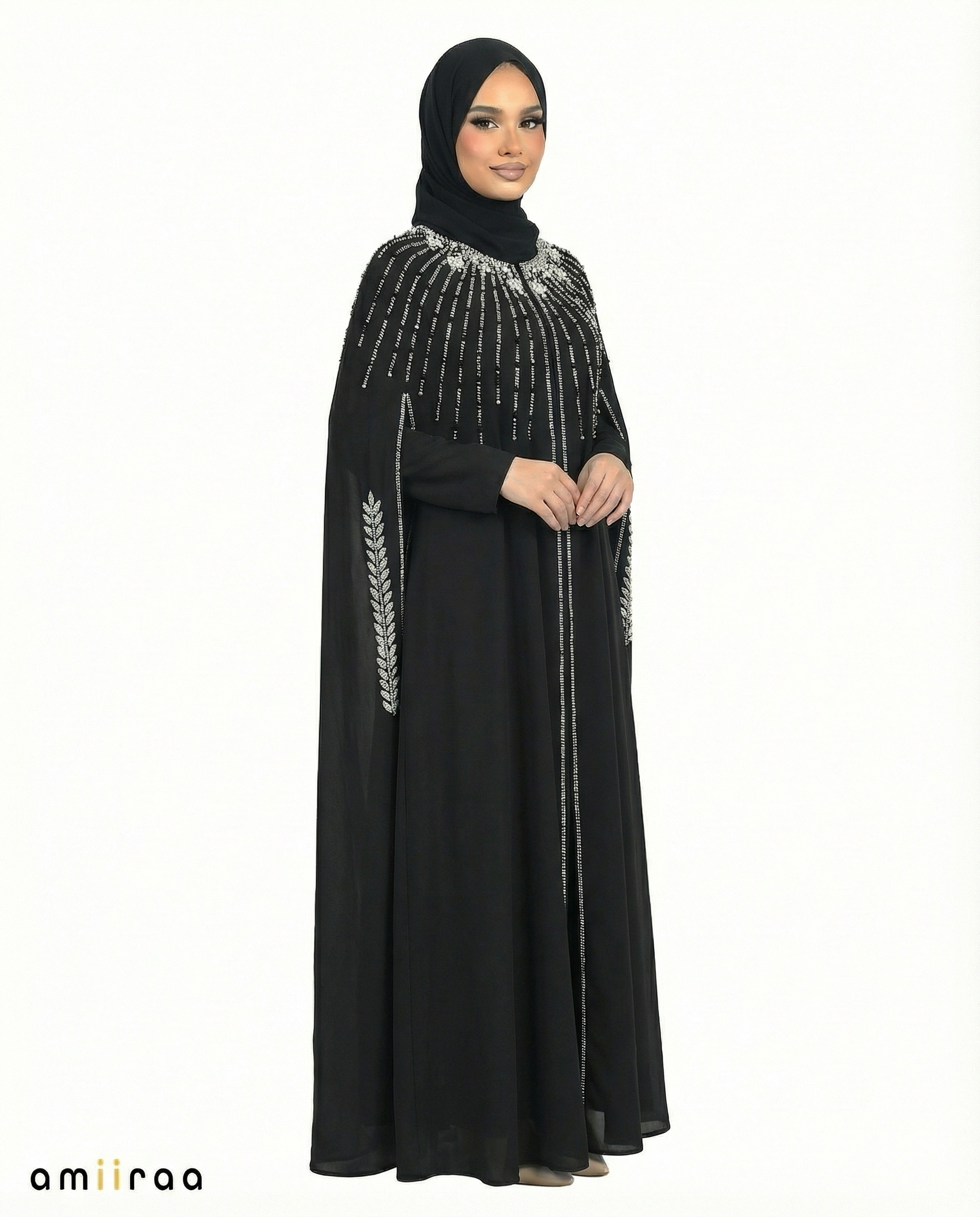 Tap Shoe Waterfall Beaded Two-Piece Cloak Abaya