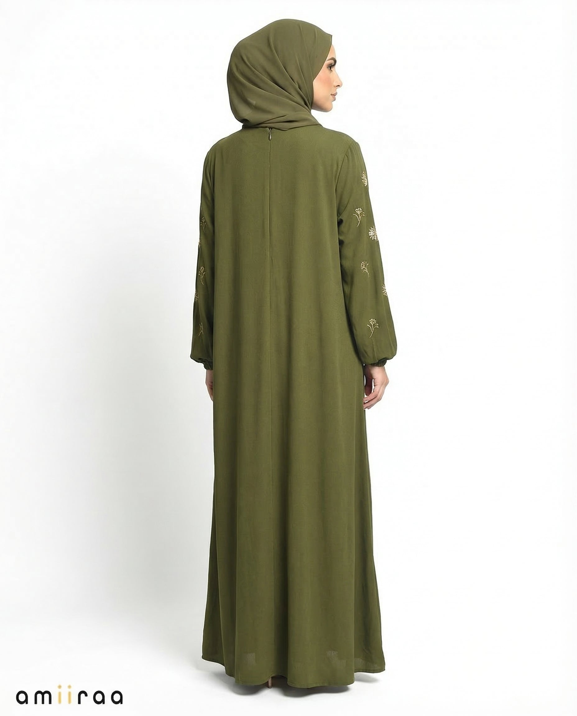 Capulet Olive Embroidered Sleeve Modest Maxi Dress