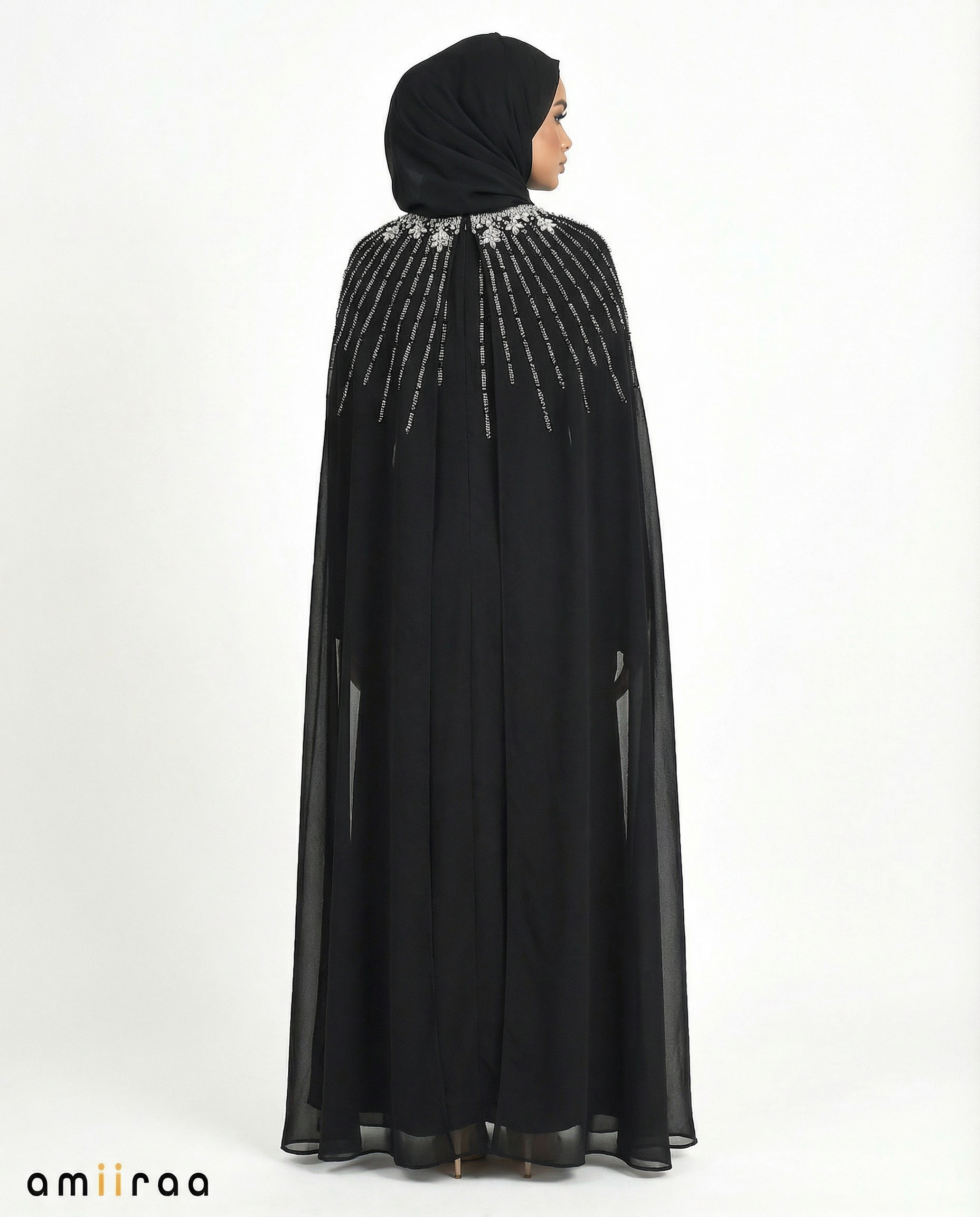 Tap Shoe Waterfall Beaded Two-Piece Cloak Abaya