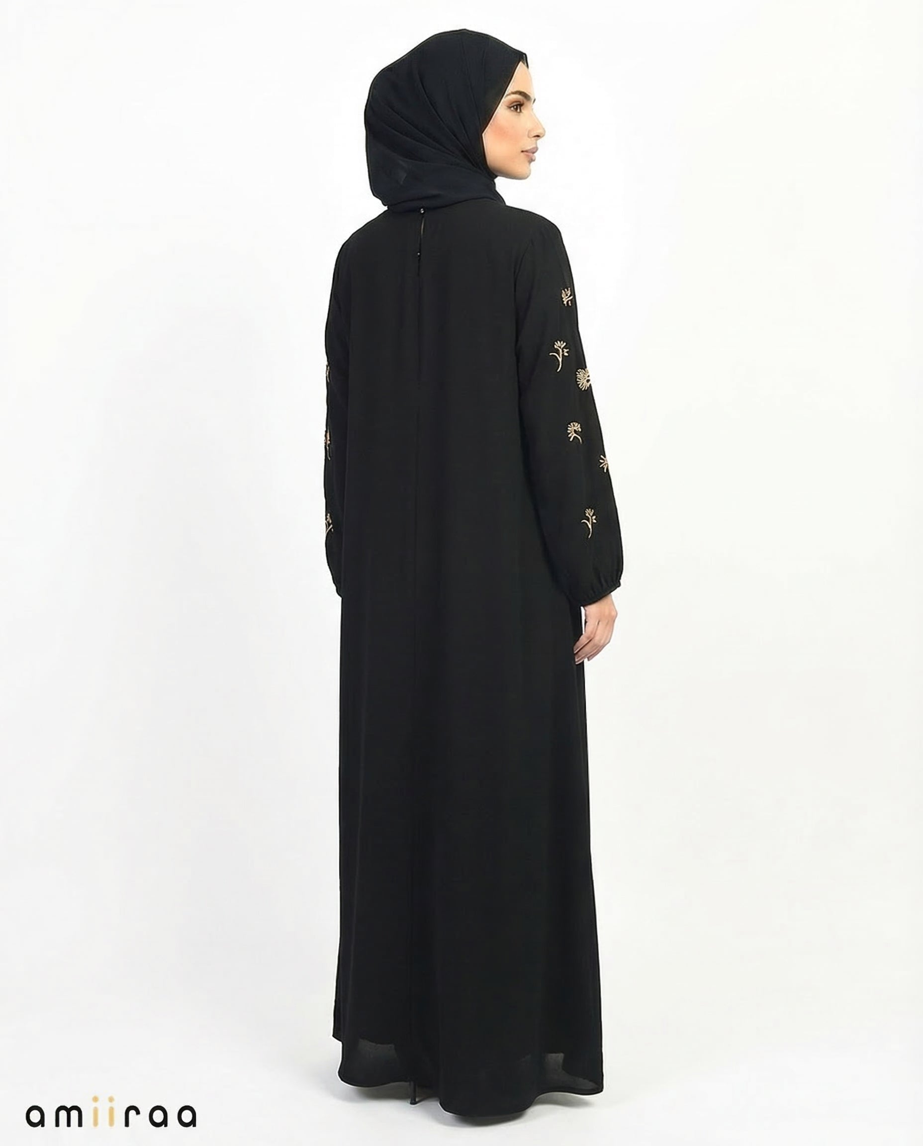 Tap Shoe Embroidered Sleeve Modest Maxi Dress