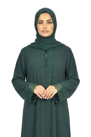 Ponderosa Pine Elegant Lace Cuff Detailed Full-Length Abaya